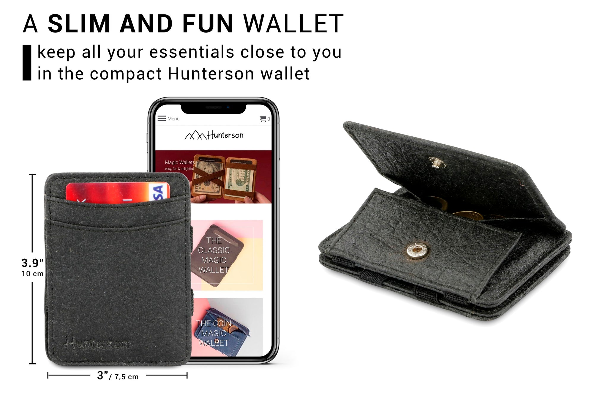 Hunterson Vegan RFID Magic Coin Wallet - Charcoal - 2