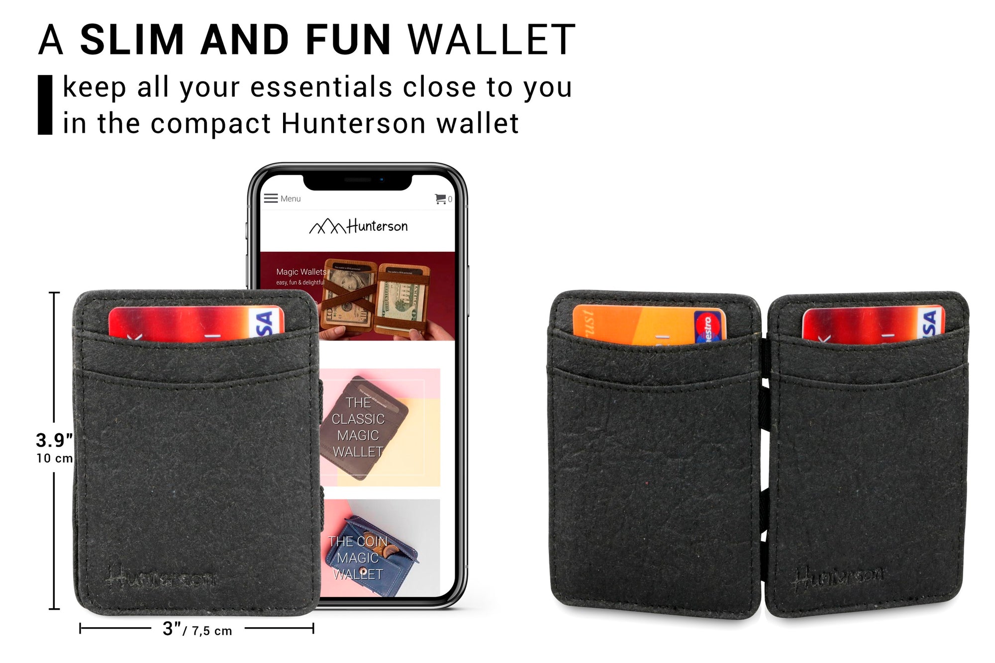 Hunterson Vegan RFID Magic Wallet - Charcoal - 2